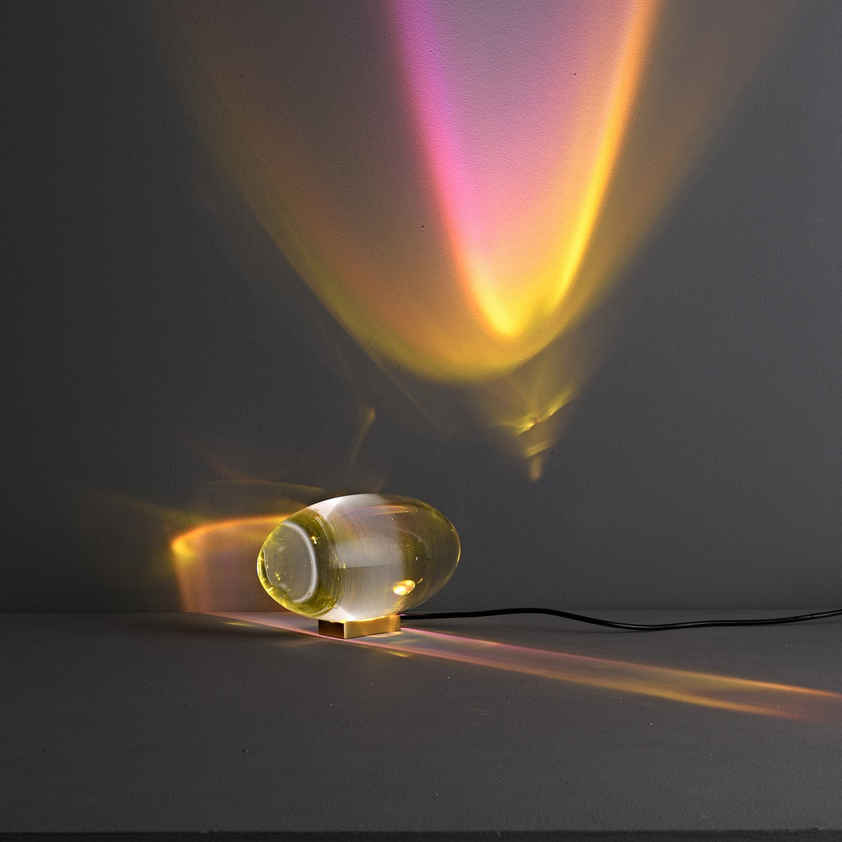 Seren | Crystal Glass Table Lamp with Chrome Base, Compact Plug-In Accent Light for Desk