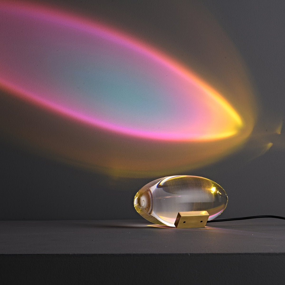 Seren | Crystal Glass Table Lamp with Chrome Base, Compact Plug-In Accent Light for Desk