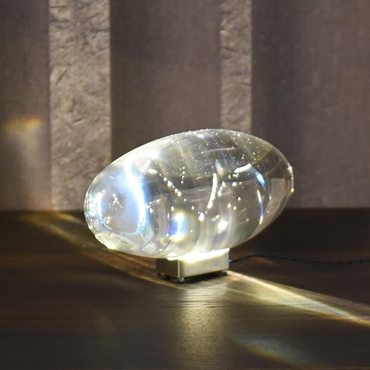Seren | Crystal Glass Table Lamp with Chrome Base, Compact Plug-In Accent Light for Desk