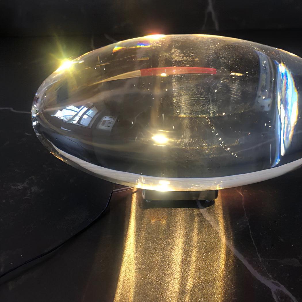 Seren | Crystal Glass Table Lamp with Chrome Base, Compact Plug-In Accent Light for Desk