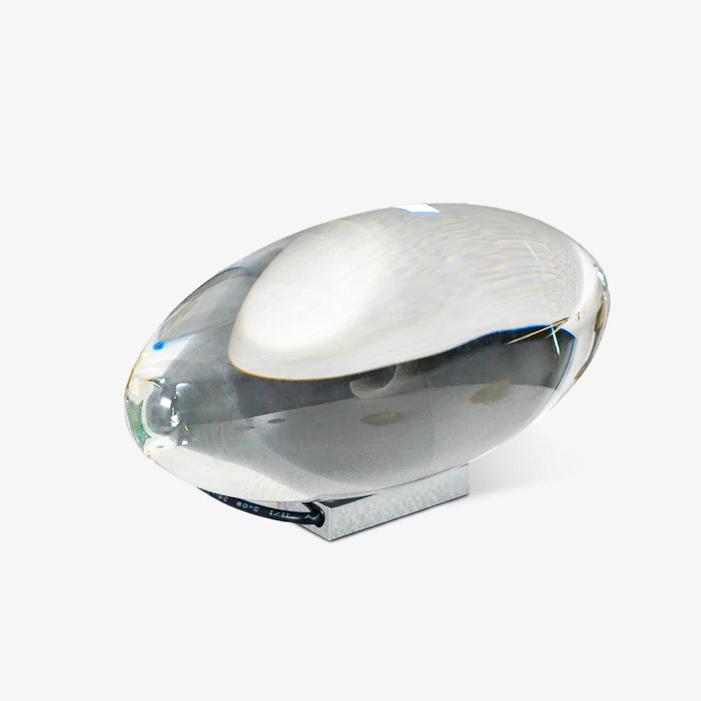 Seren | Crystal Glass Table Lamp with Chrome Base, Compact Plug-In Accent Light for Desk