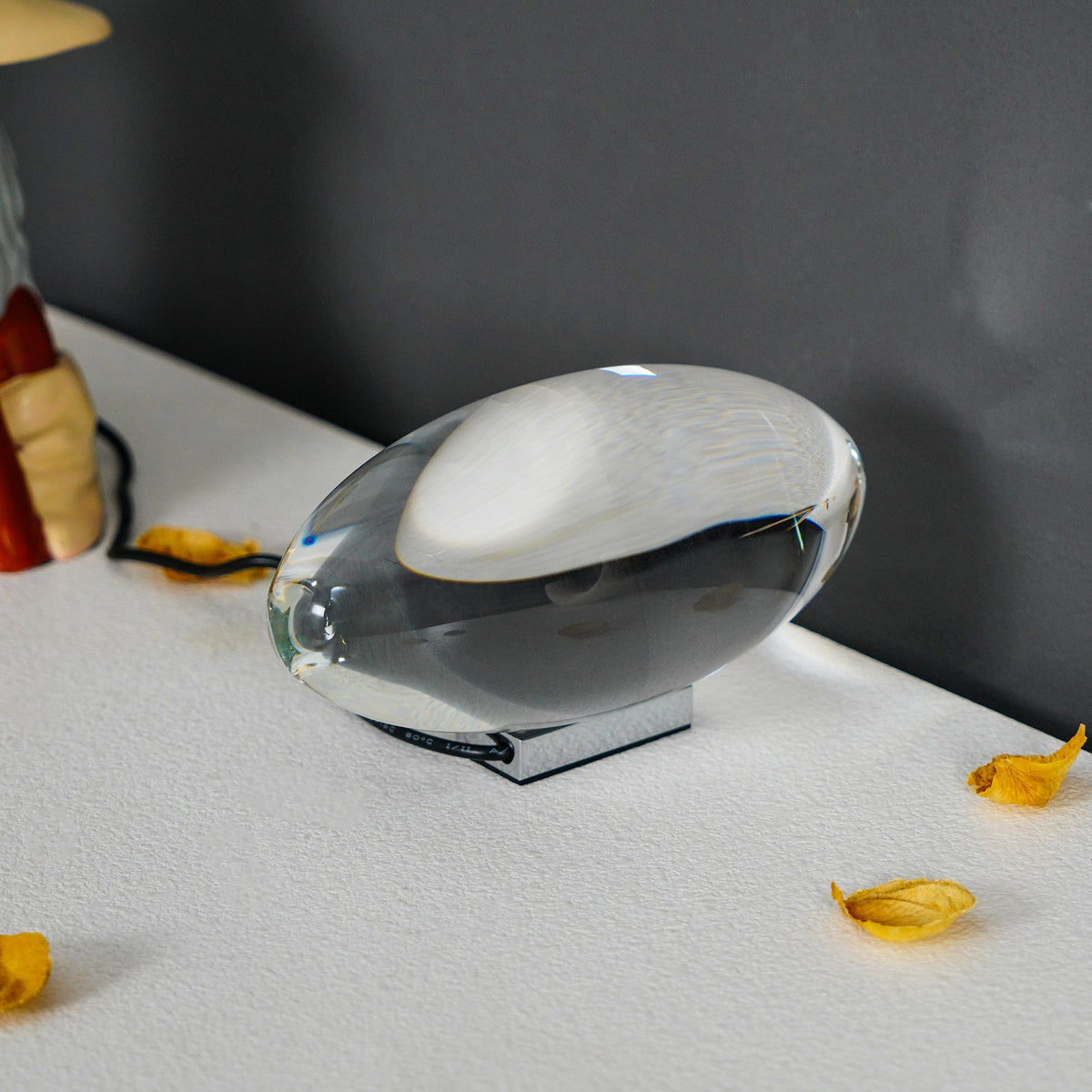 Seren | Crystal Glass Table Lamp with Chrome Base, Compact Plug-In Accent Light for Desk