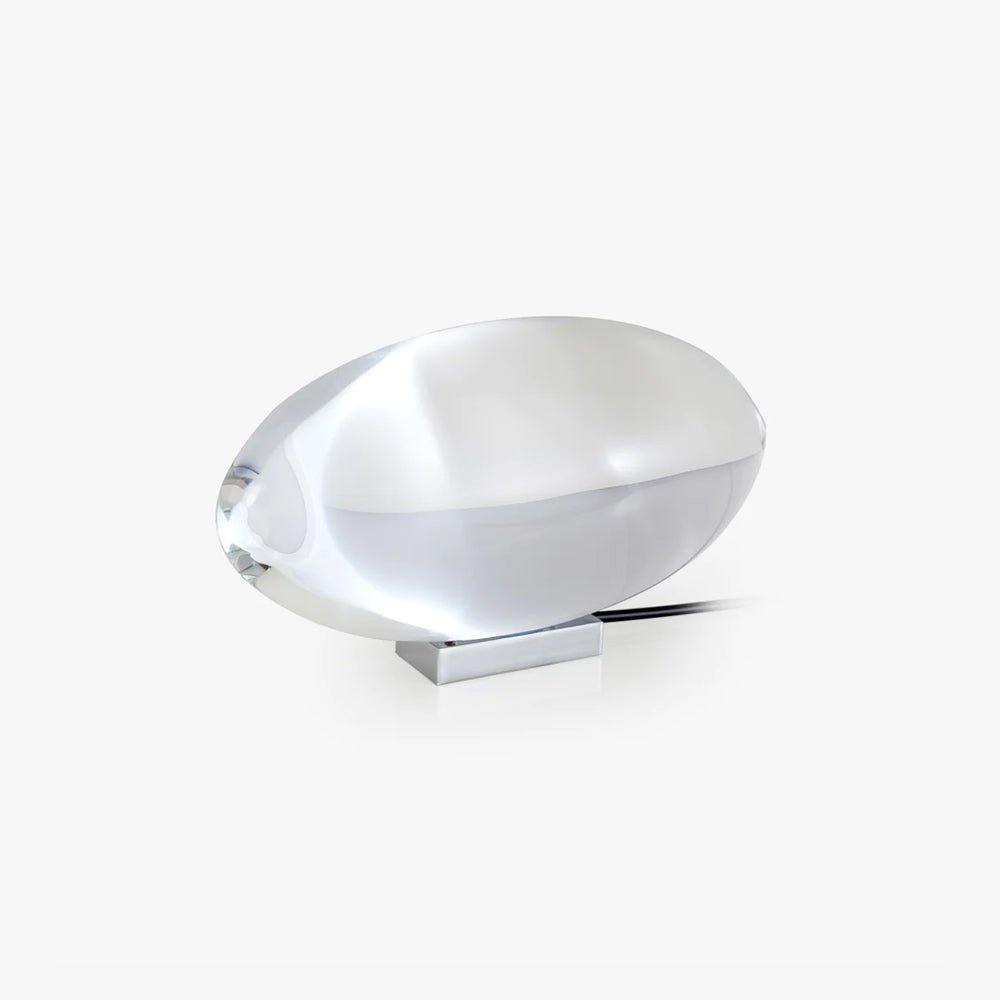Seren | Crystal Glass Table Lamp with Chrome Base, Compact Plug-In Accent Light for Desk