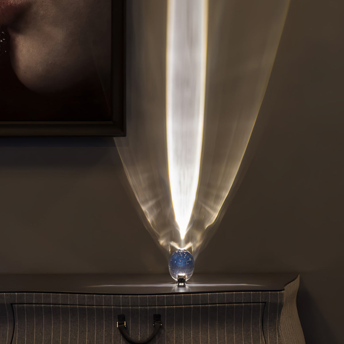 Seren | Crystal Glass Table Lamp with Chrome Base, Compact Plug-In Accent Light for Desk