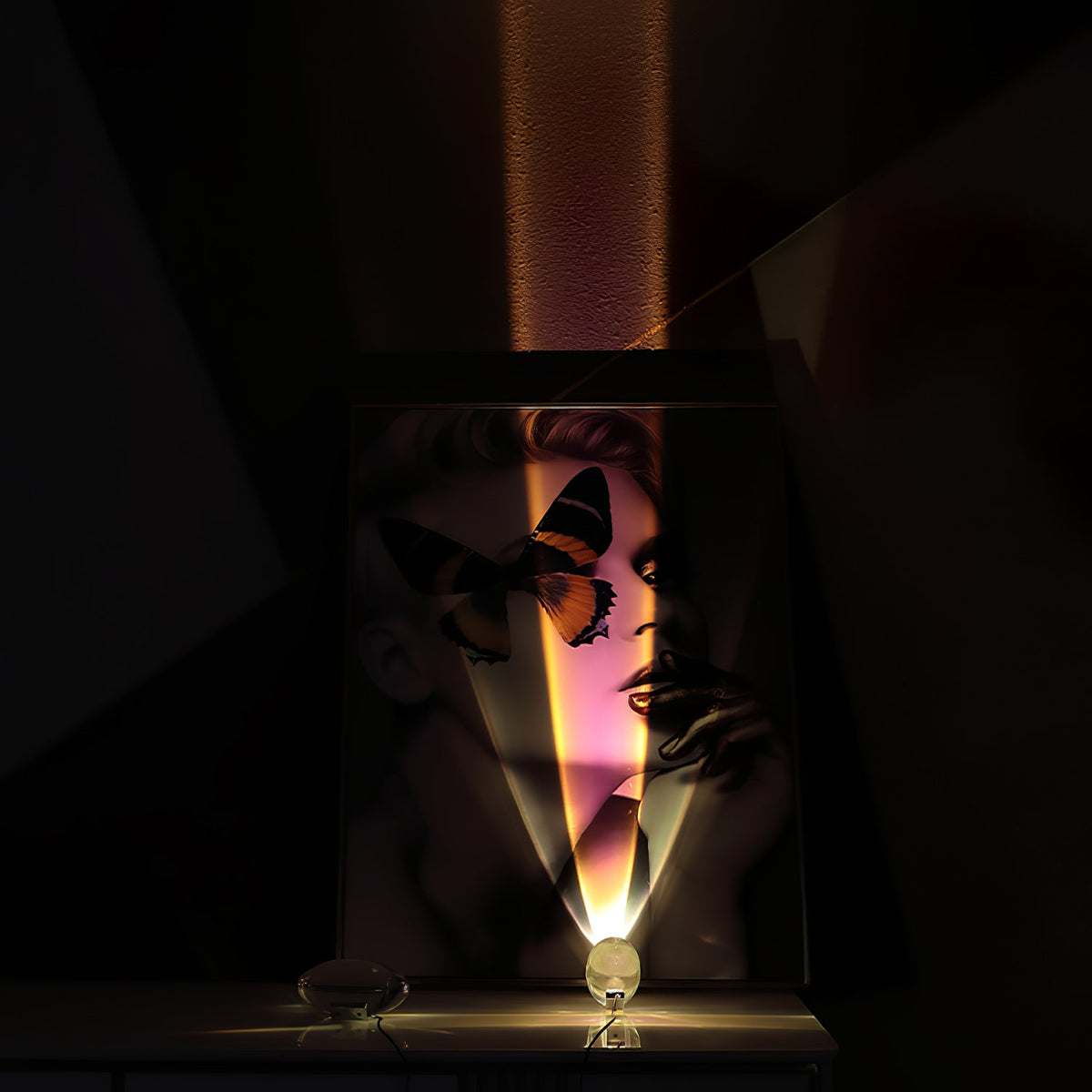 Seren | Crystal Glass Table Lamp with Chrome Base, Compact Plug-In Accent Light for Desk