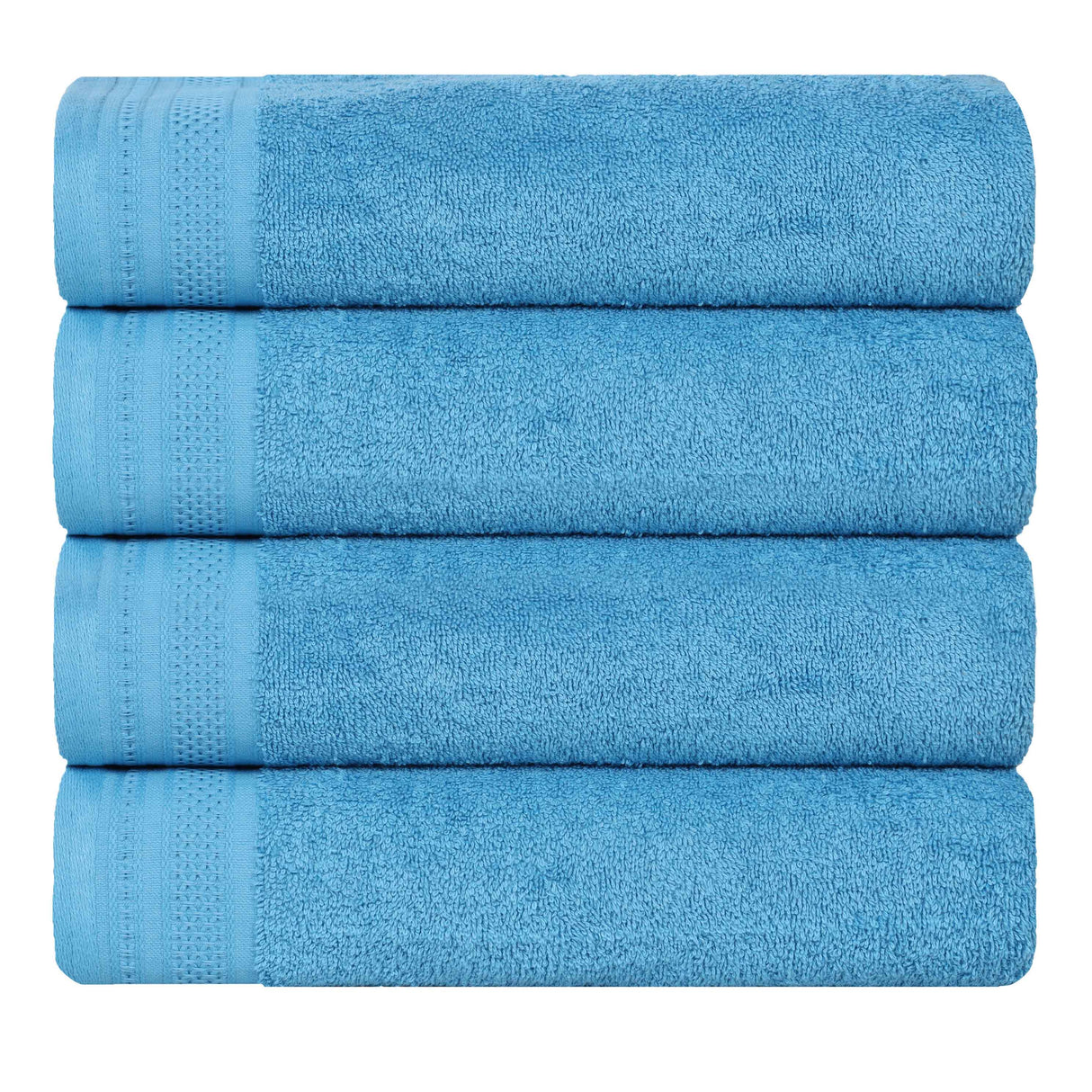 Honeycomb Textured Waffle Border Cotton Bath Towels, Set of 4 - Bath Towel by Superior Brand