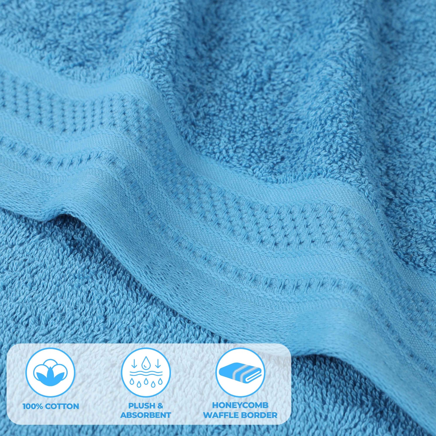 Honeycomb Textured Waffle Border Cotton Bath Towels, Set of 4 - Bath Towel by Superior Brand