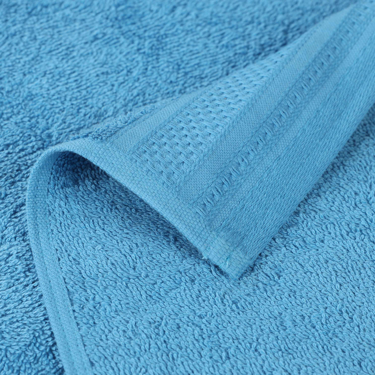 Honeycomb Textured Waffle Border Cotton Bath Towels, Set of 4 - Bath Towel by Superior Brand