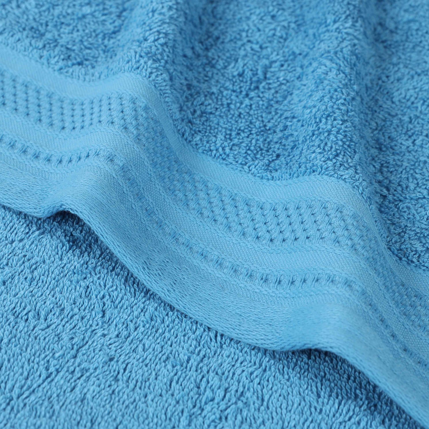 Honeycomb Textured Waffle Border Cotton Bath Towels, Set of 4 - Bath Towel by Superior Brand