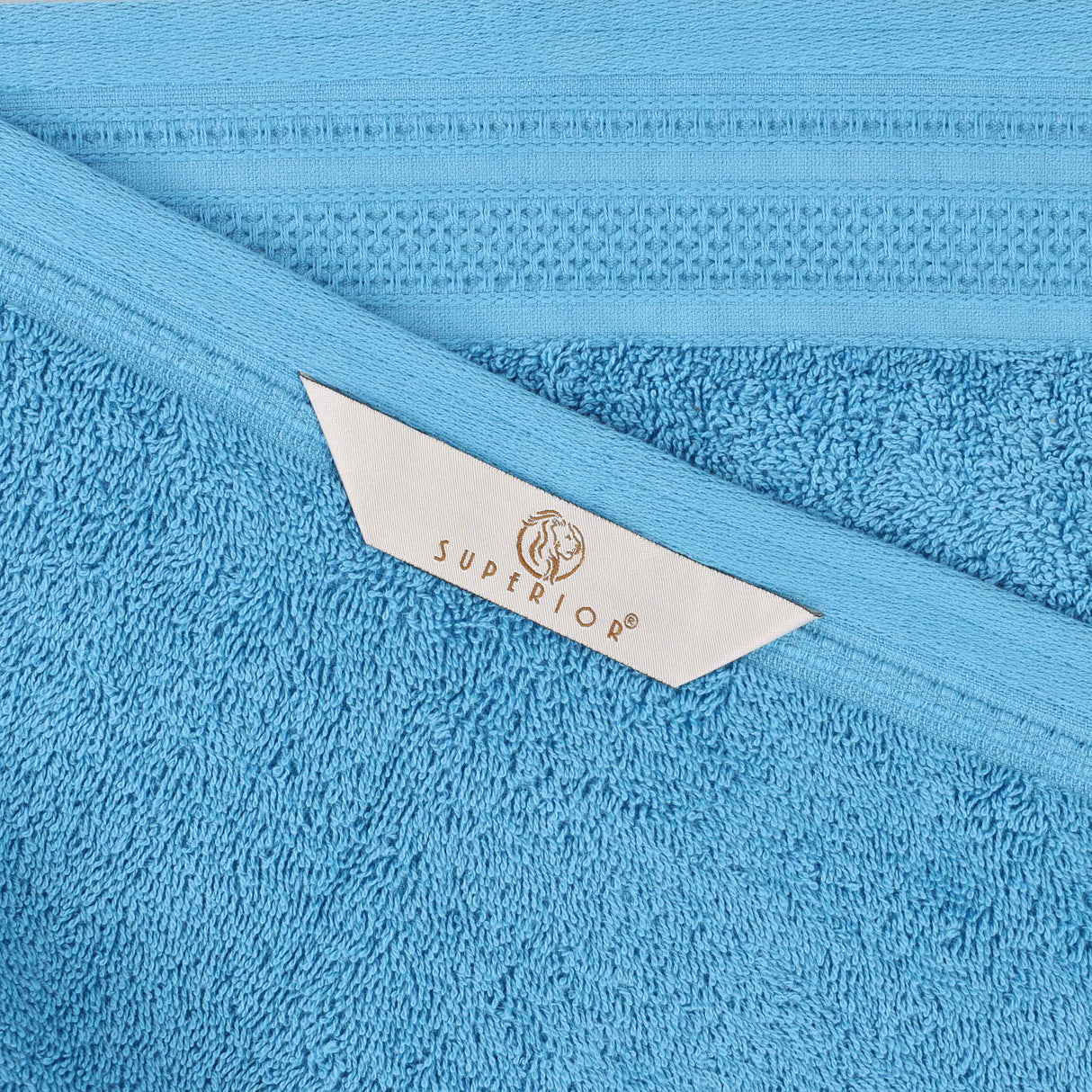 Honeycomb Textured Waffle Border Cotton Bath Towels, Set of 4 - Bath Towel by Superior Brand