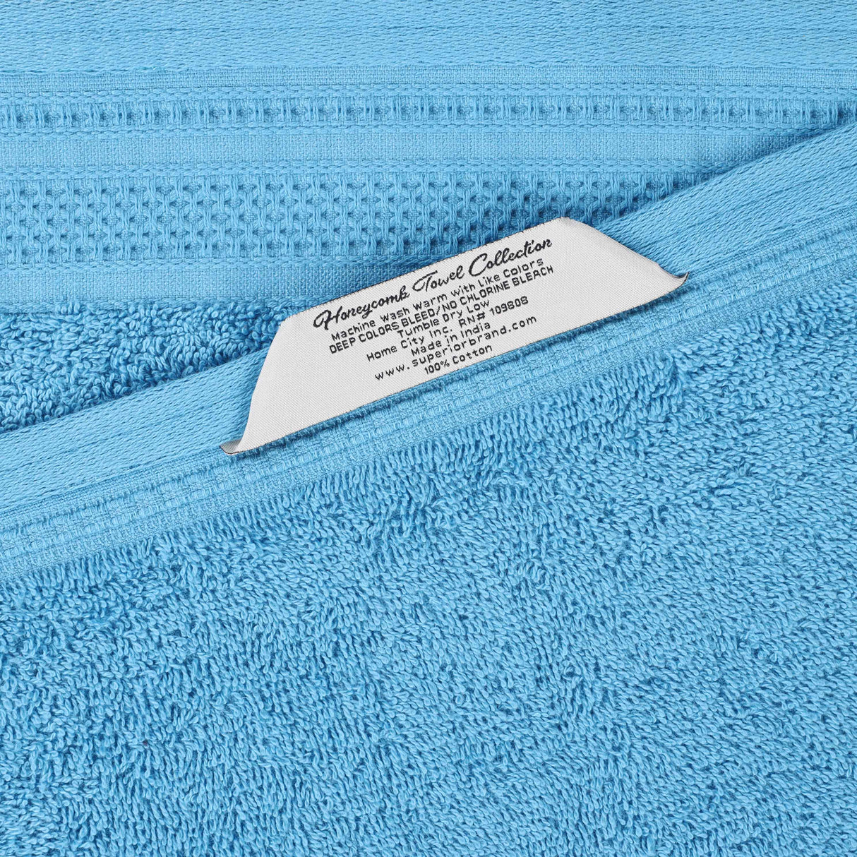Honeycomb Textured Waffle Border Cotton Bath Towels, Set of 4 - Bath Towel by Superior Brand