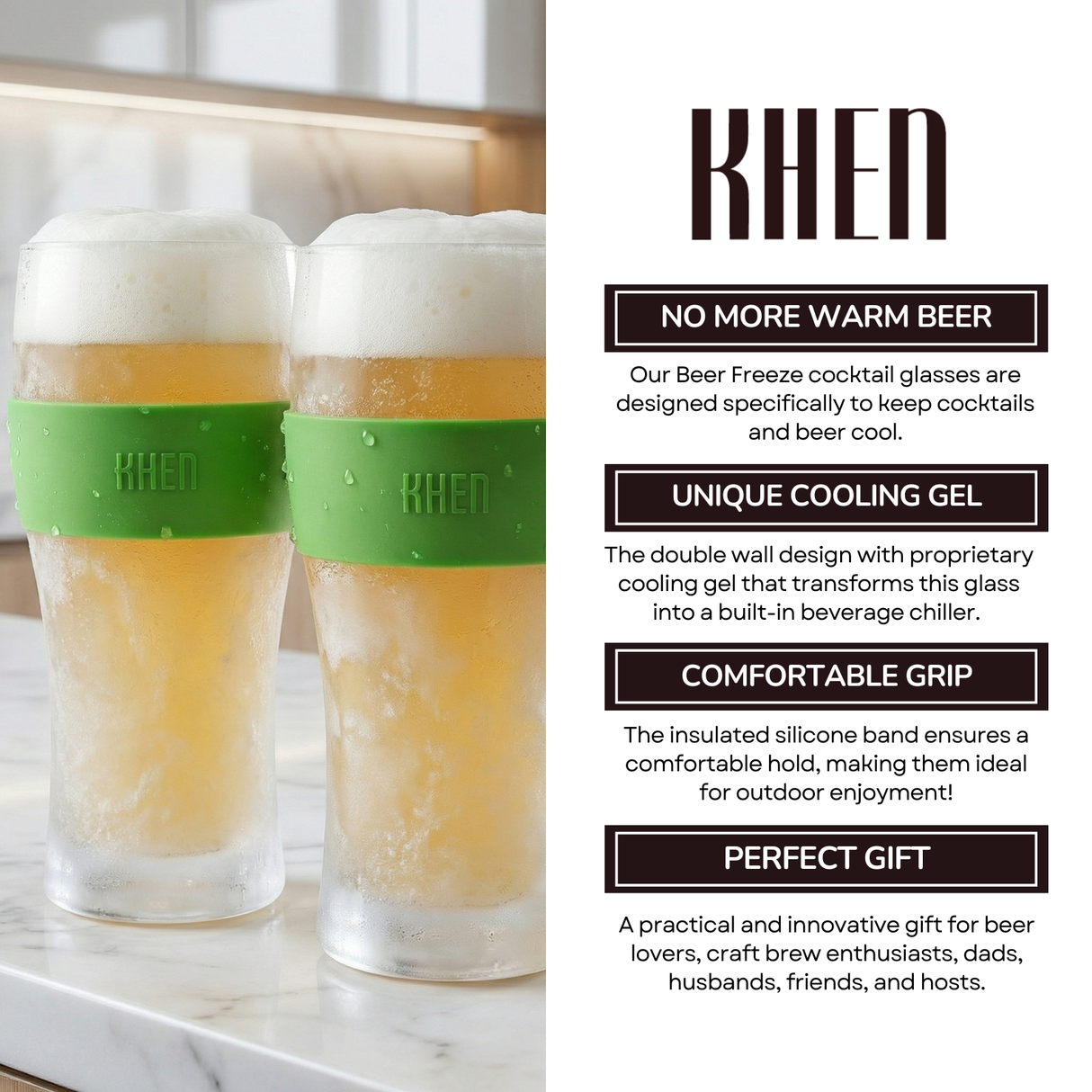 Barcelona Acrylic Cooling Beer Glassware, Set of 2