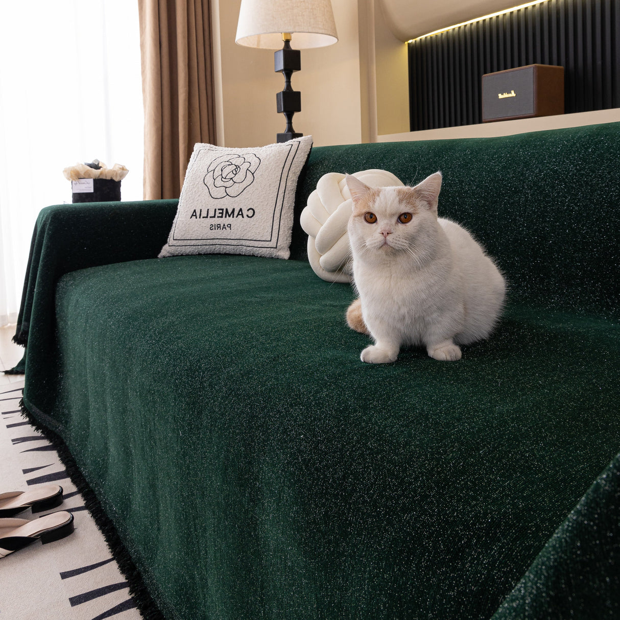 Solid Color Chenille Sofa Cover Blanket Furniture Covers for Sofas and Loveseats
