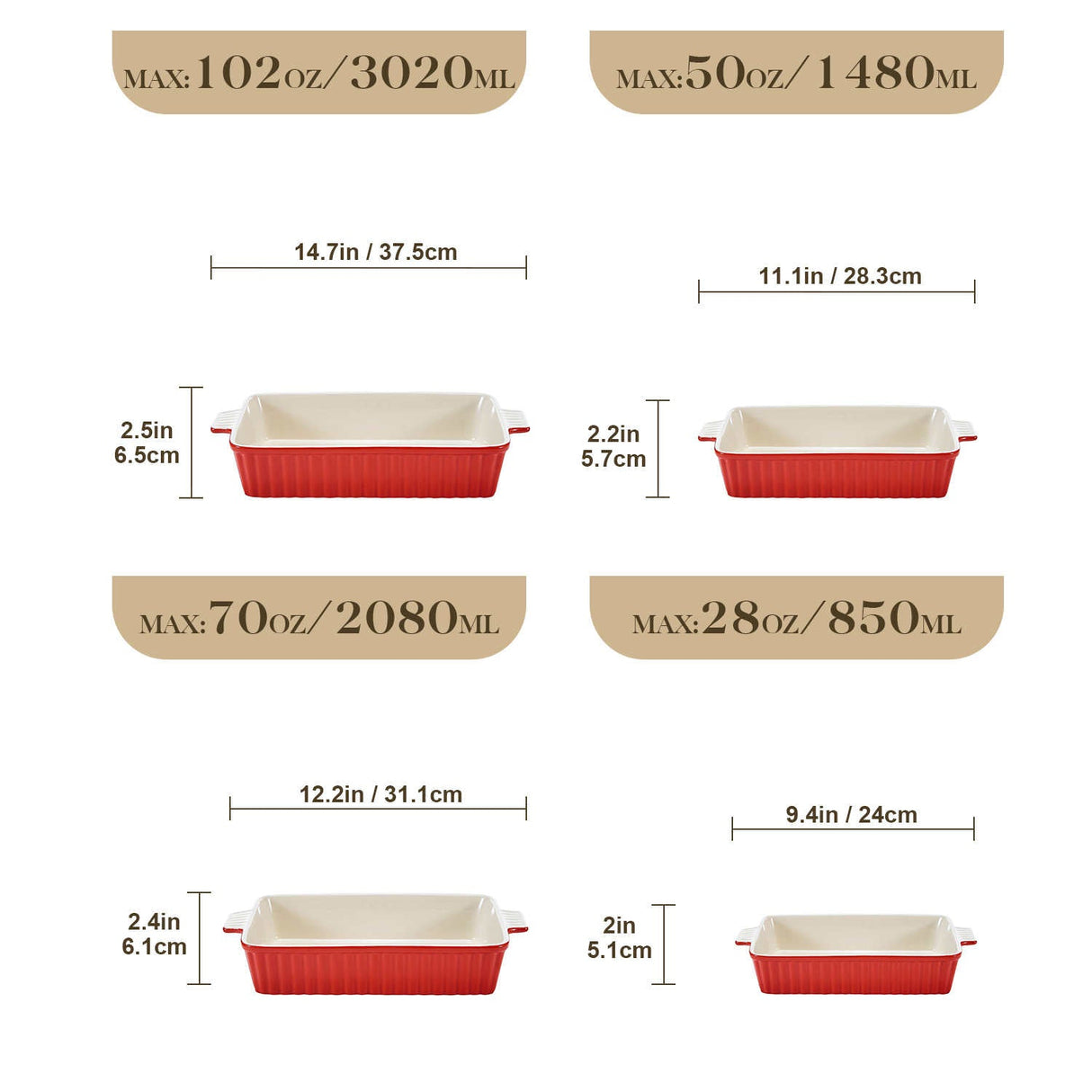 Bakeware Set Red Baking Dishes