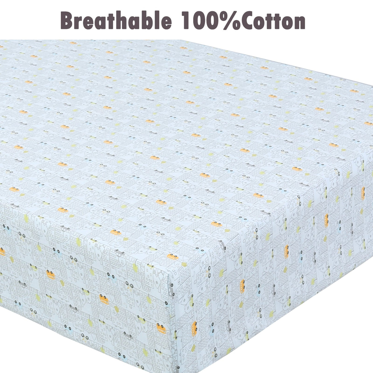 3 Piece Crib/Toddler Cotton Fitted Sheets Colorful Blue Red City Cars Boats Transportation Signs