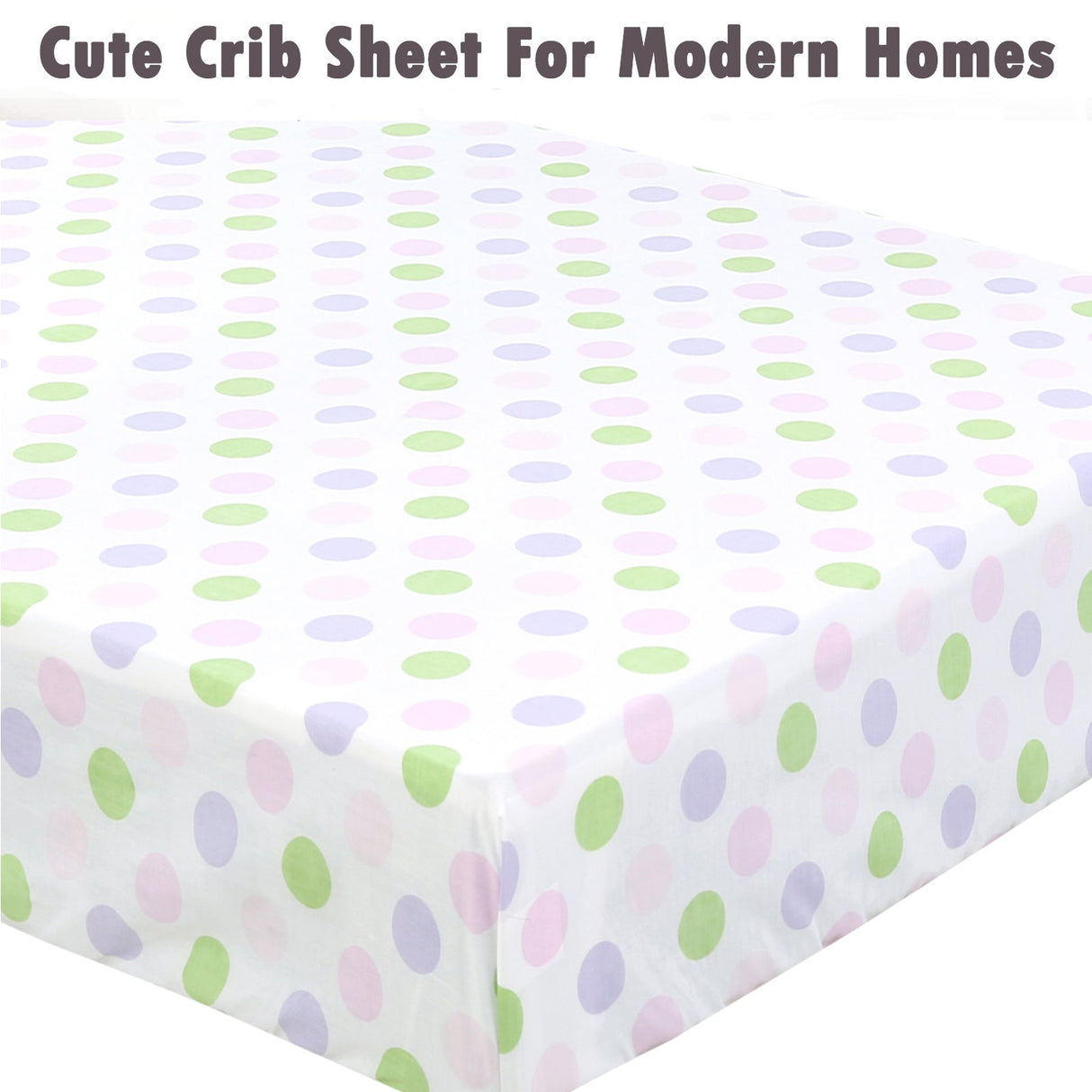 3 Piece Crib/Toddler Cotton Fitted Sheets Colorful Polka Dot Zoo Animal Friends