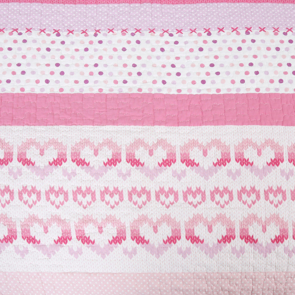 Butterfly Fairisle Pink Purple Striped Sweater Print Cotton Reversible Quilt Bedding Set