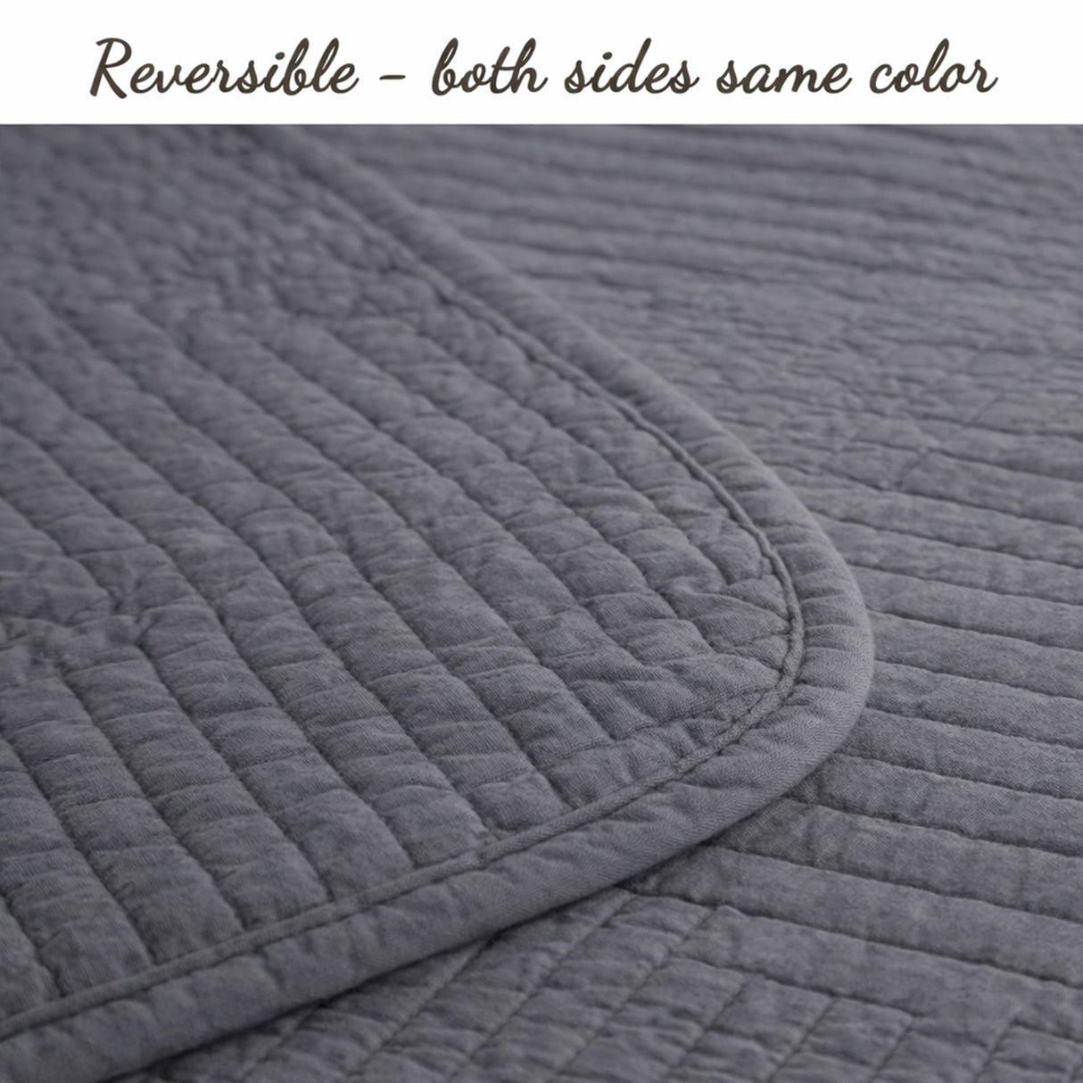 Maze Gray Solid 3 Piece Cotton Quilt Bedding Set