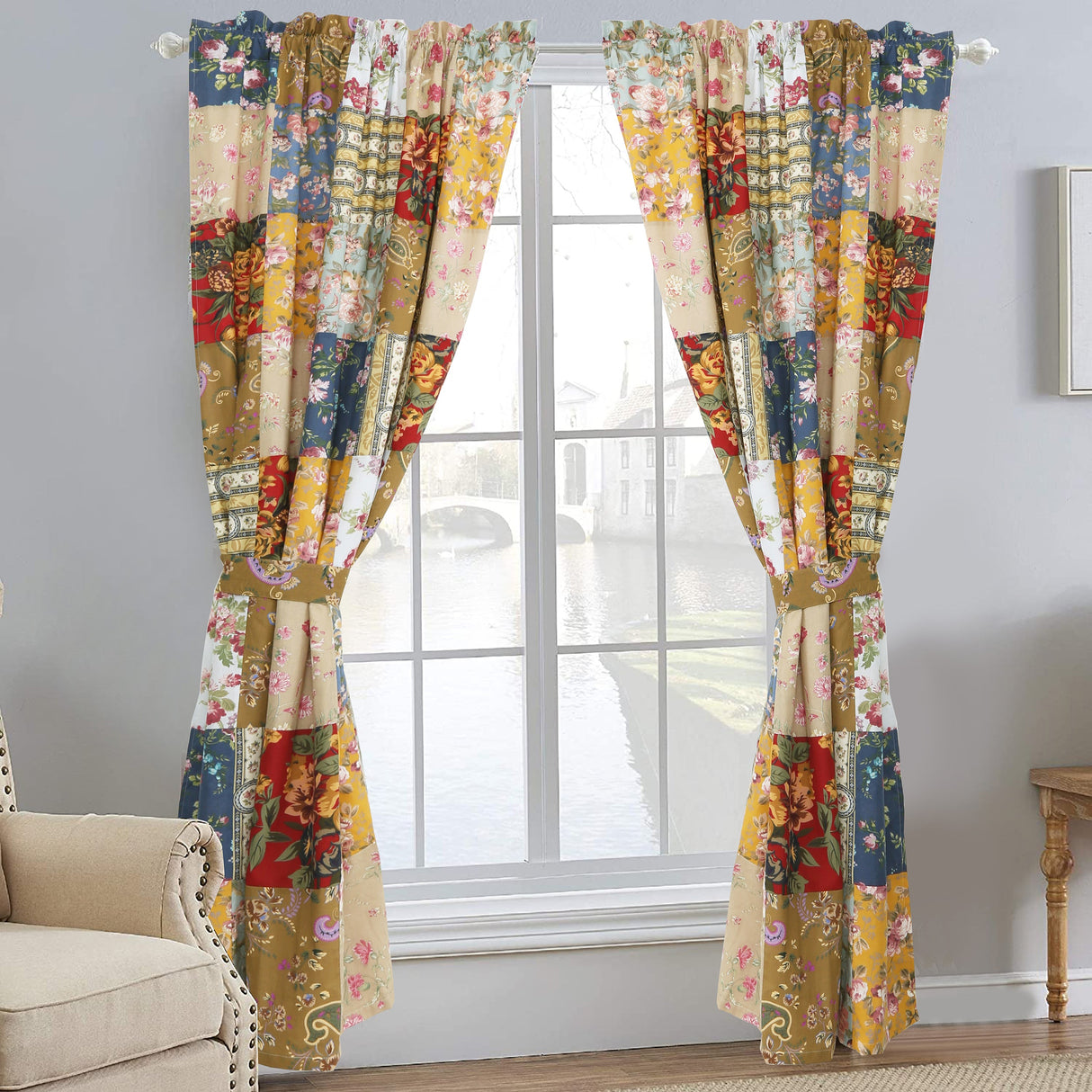 Ryleigh Floral Real Patchwork Country Garden Fall Flowers Paisley 3-Piece Cotton Reversible Quilt Bedding Set