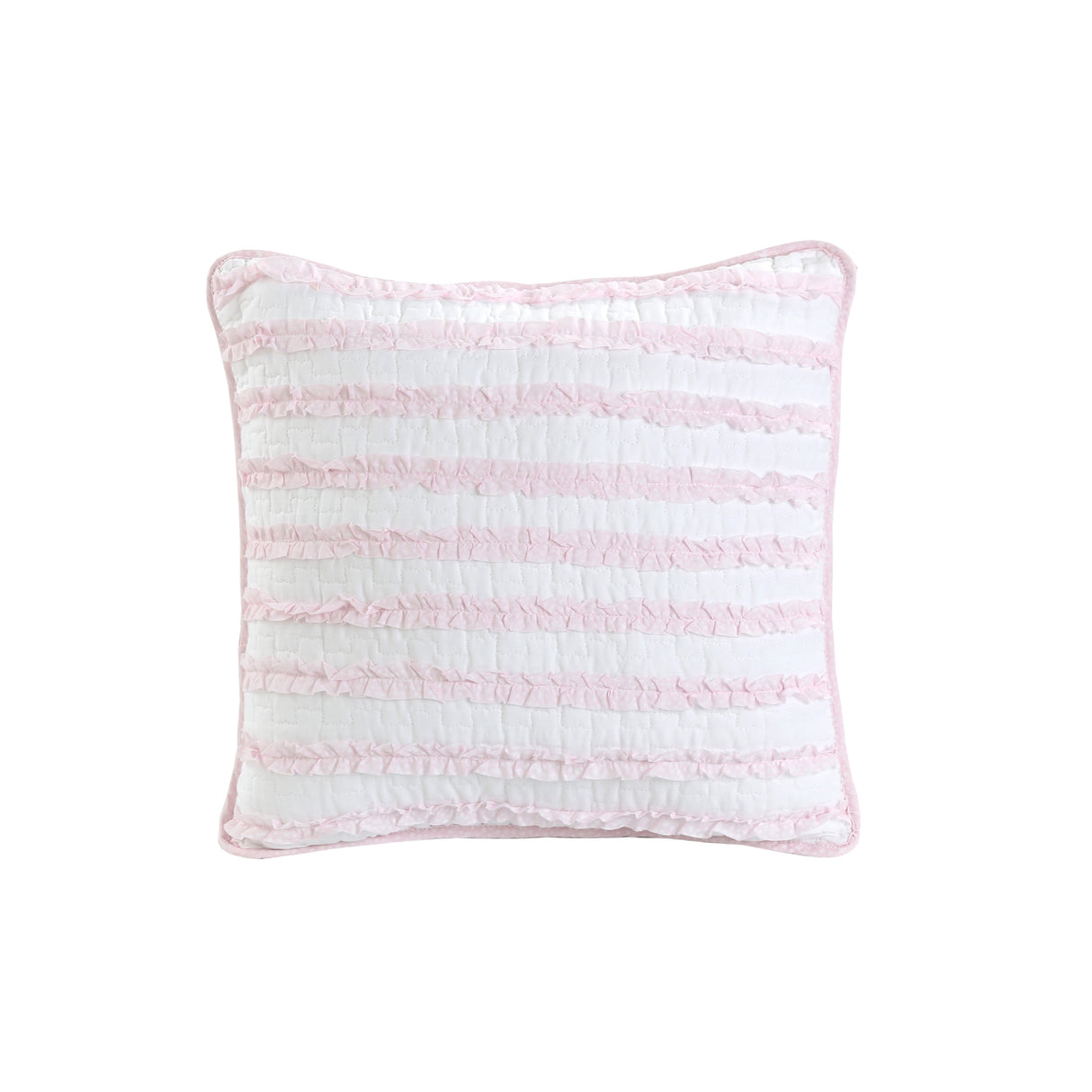 Pretty in Pink Girly Princess Ruffled Star Ogee Stripe Real Patchwork Cotton Reversible Quilt Bedding Set