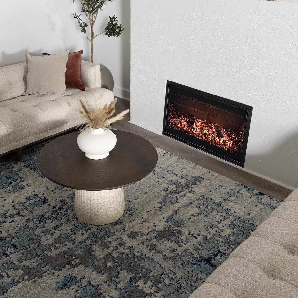 Beverly Abstract Blue Area Rug