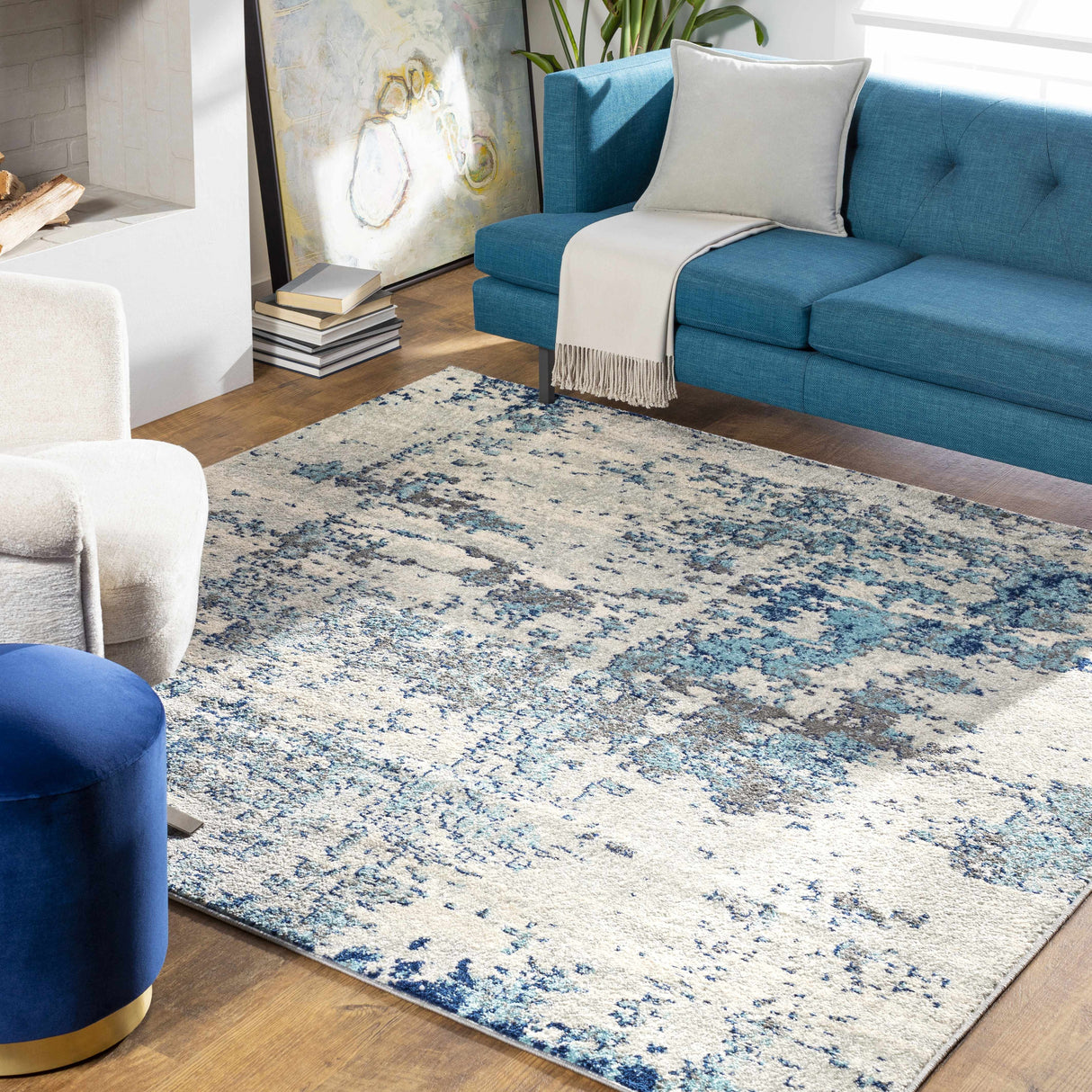 Beverly Abstract Blue Area Rug
