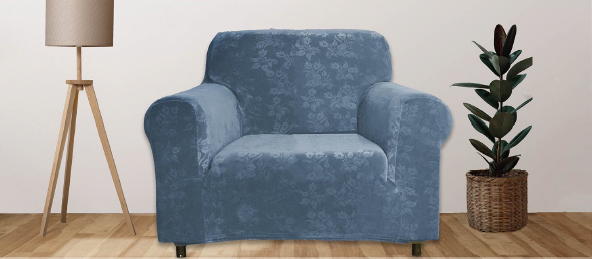 Floral Pattern Velvet Stretch Slipcover