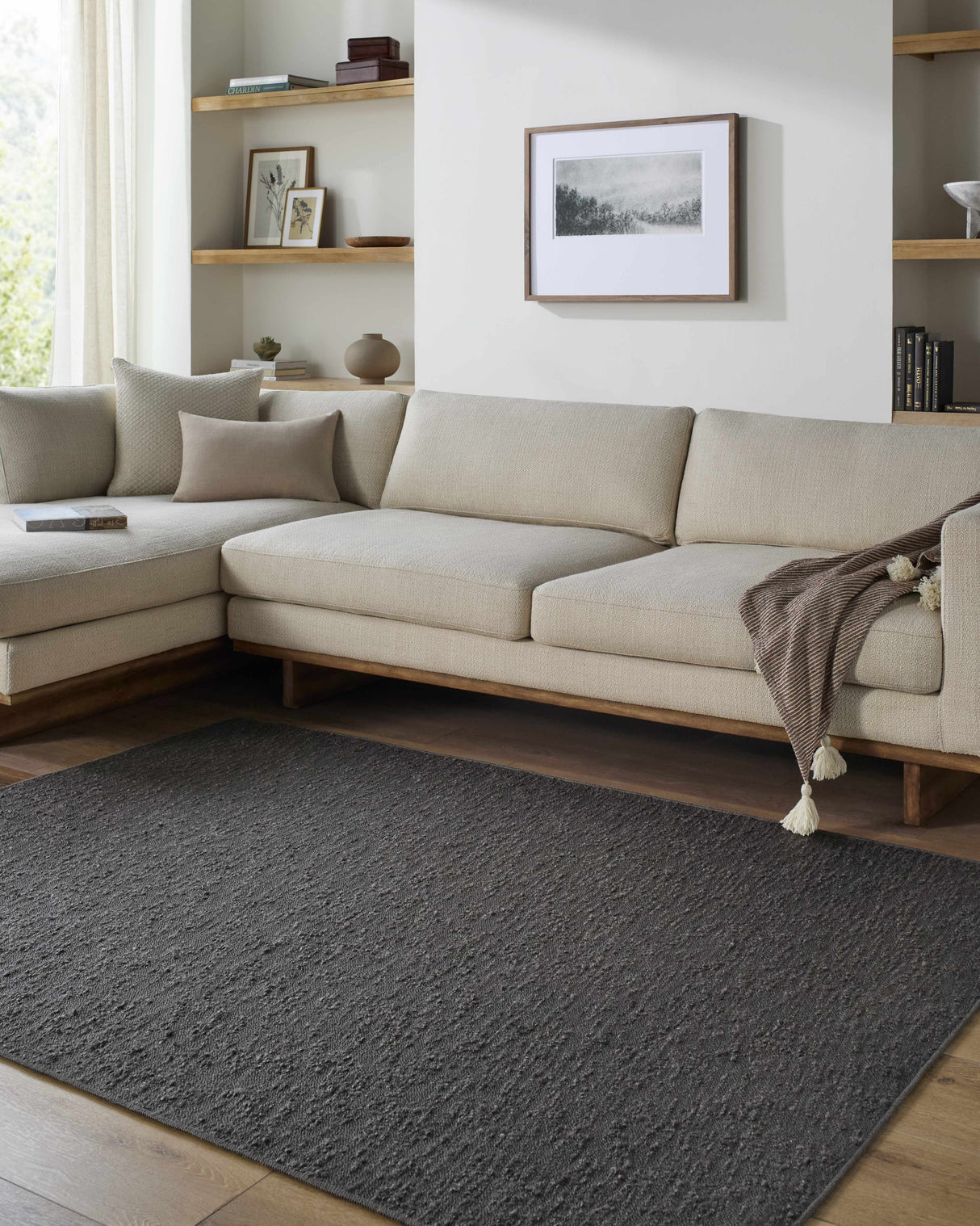 Breena Charcoal Washable Area Rug