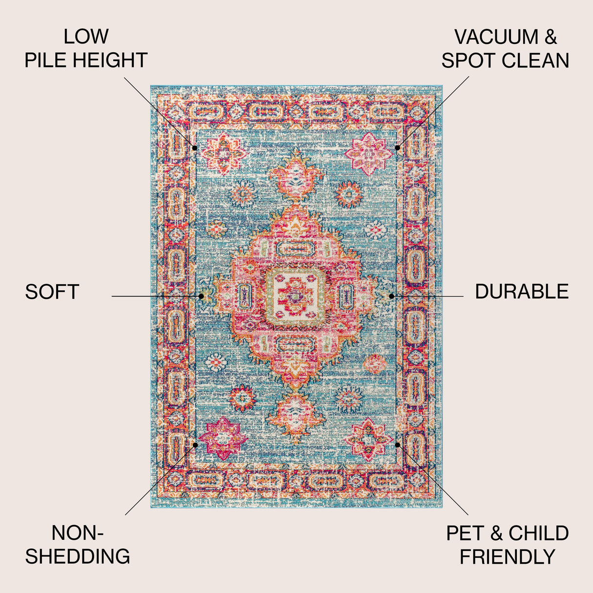 Blue Bohemian FLAIR Boho Vintage Medallion Area Rug