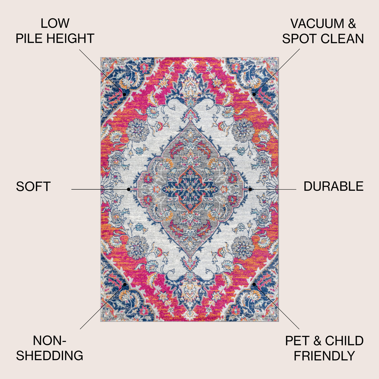 Multi Bohemian FLAIR Boho Vintage Medallion Area Rug