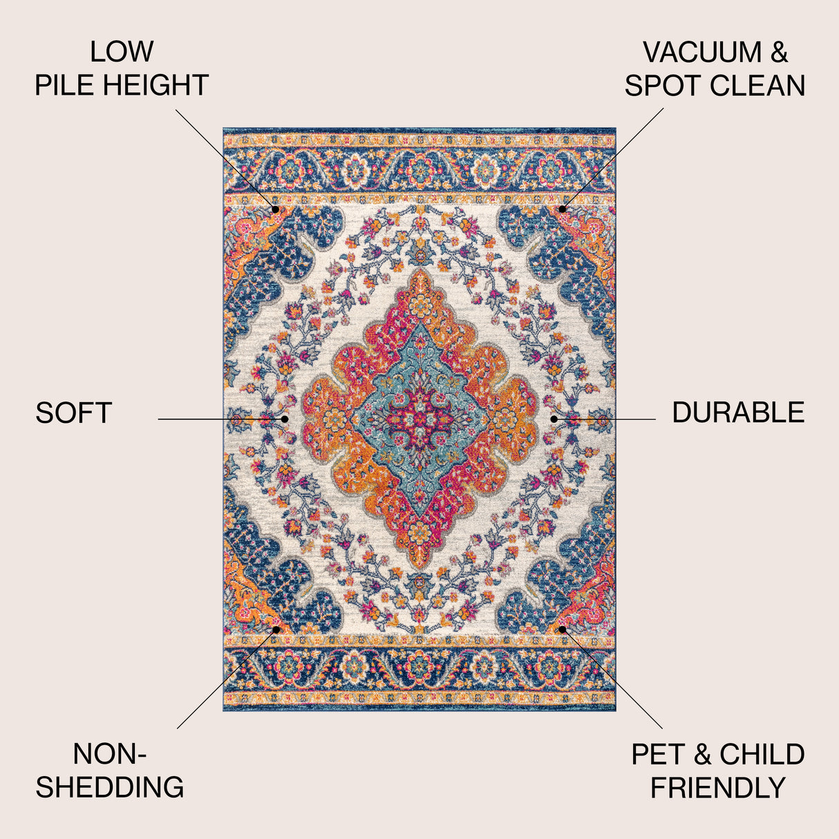 FLAIR Boho Vintage Medallion Area Rug