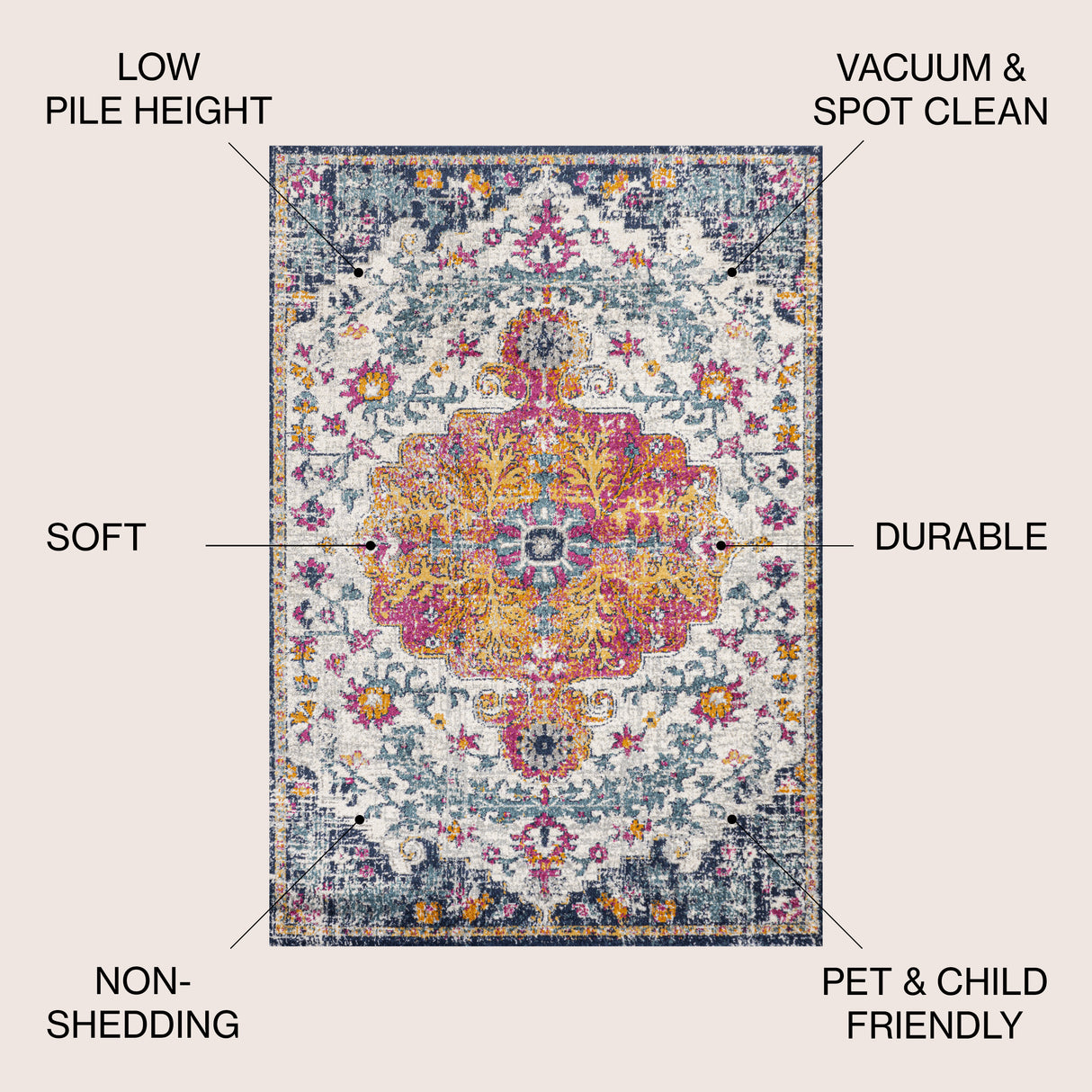 Anaise Ornate Medallion Area Rug