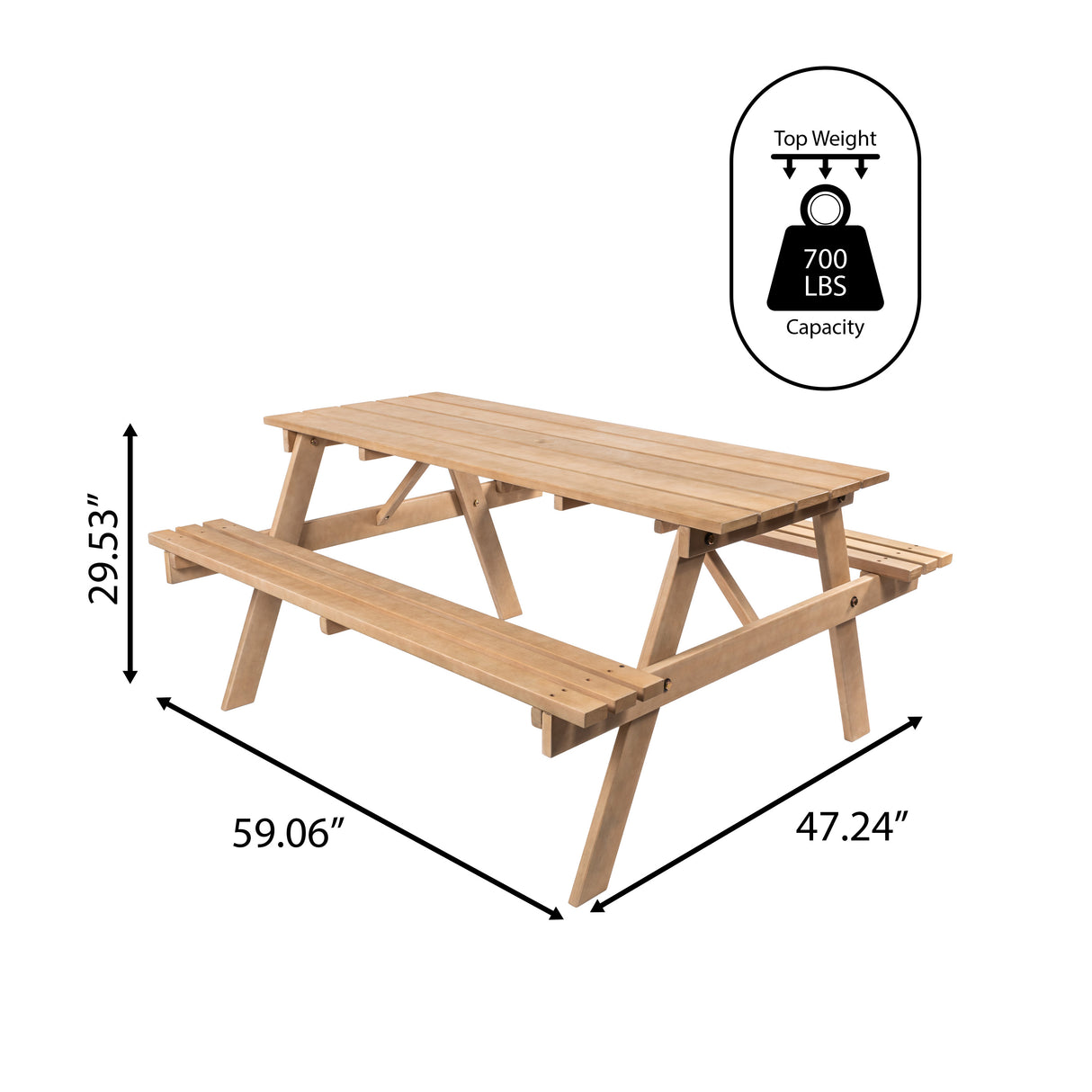 Shoreham Modern Classic Outdoor Wood Picnic Table with Umbrella Hole