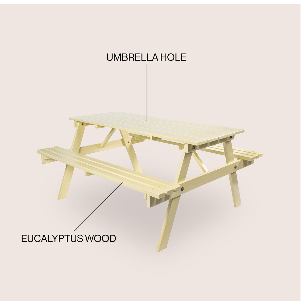 Shoreham Modern Classic Wood Picnic Table & Benches with Umbrella Hole