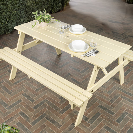 Shoreham-Modern-Classic-Wood-Picnic-Table-&-Benches-with-Umbrella-Hole-Outdoor-Tables