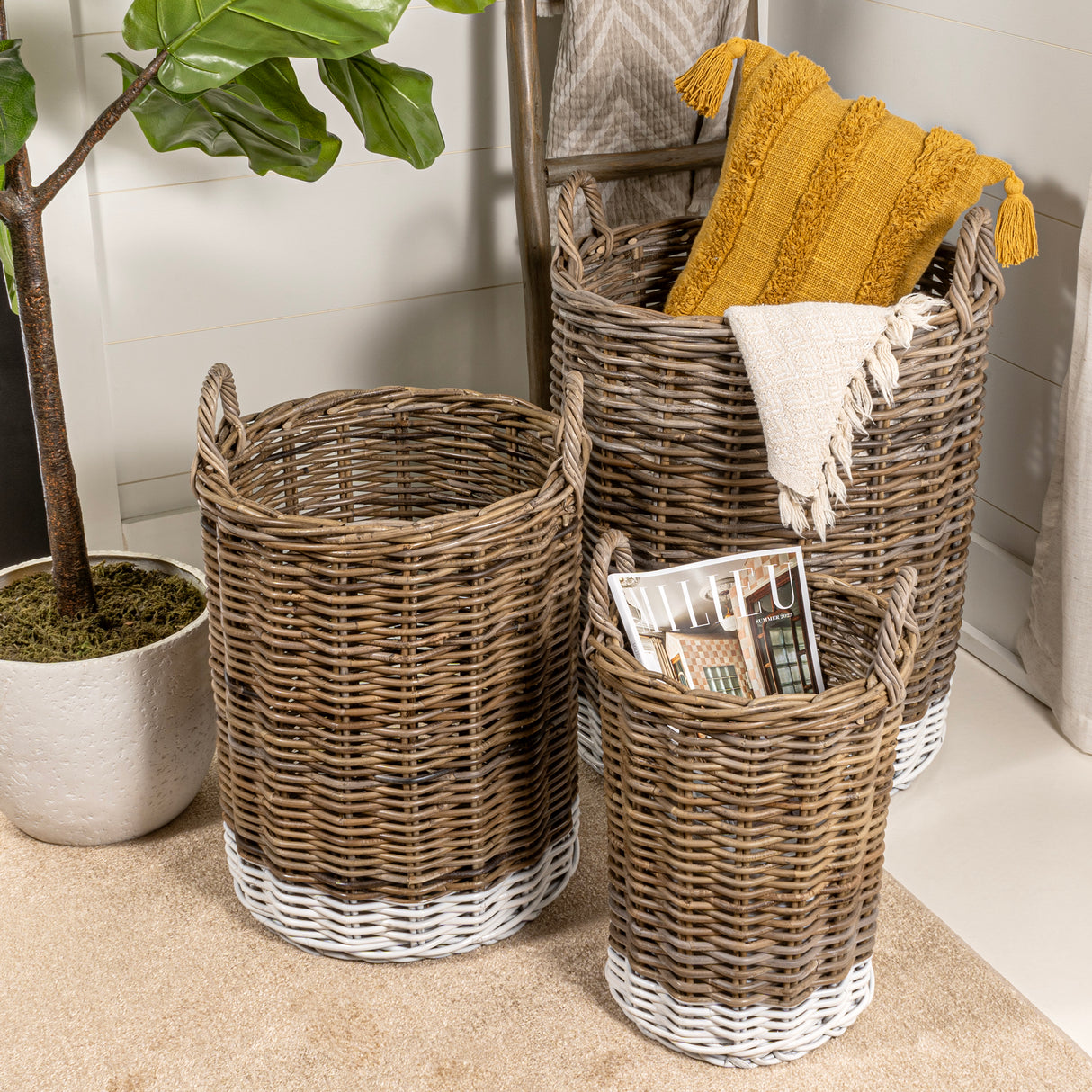 Ternion-Cottage-Hand-Woven-Rattan-Nesting-Baskets-with-Handles-Boxes-&-Storage