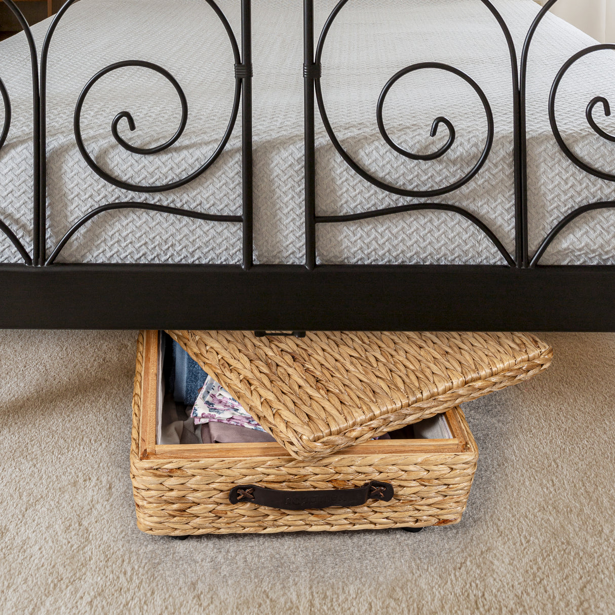Chett-Minimalist-Hand-Woven-Hyacinth/Wood-Underbed-Storage-Bin-with-Wheels-and-Handles-Cabinets-&-Storage