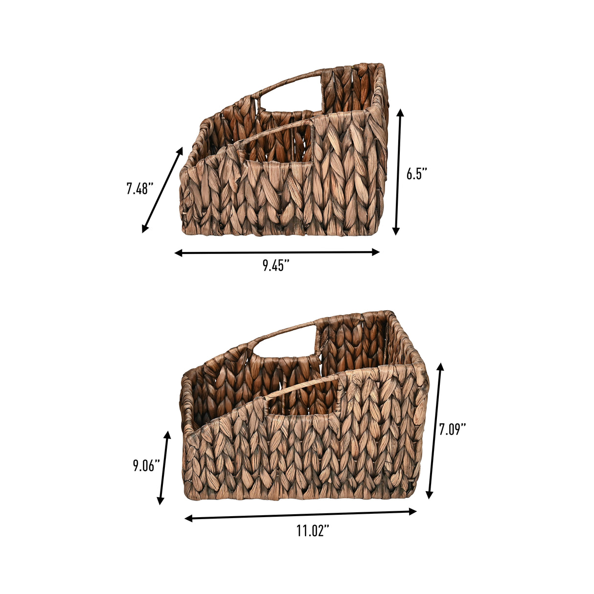 Havanah Southwestern Handwoven Hyacinth Slanted Pantry Baskets with Handles (Set of 2)