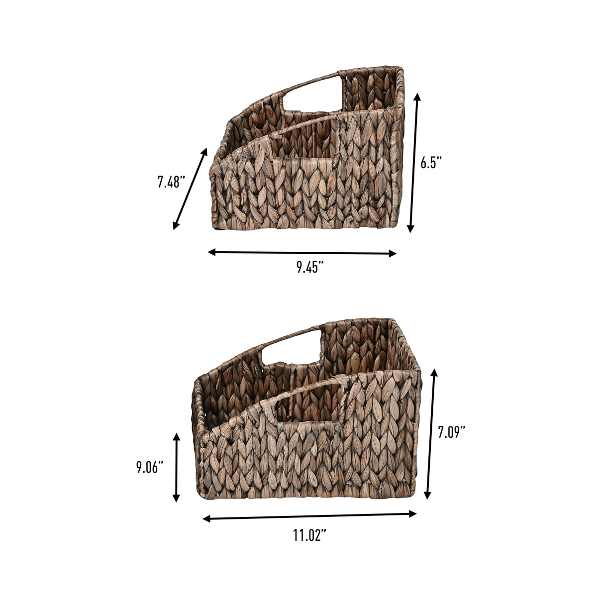 Havanah Southwestern Handwoven Hyacinth Slanted Pantry Baskets with Handles (Set of 2)