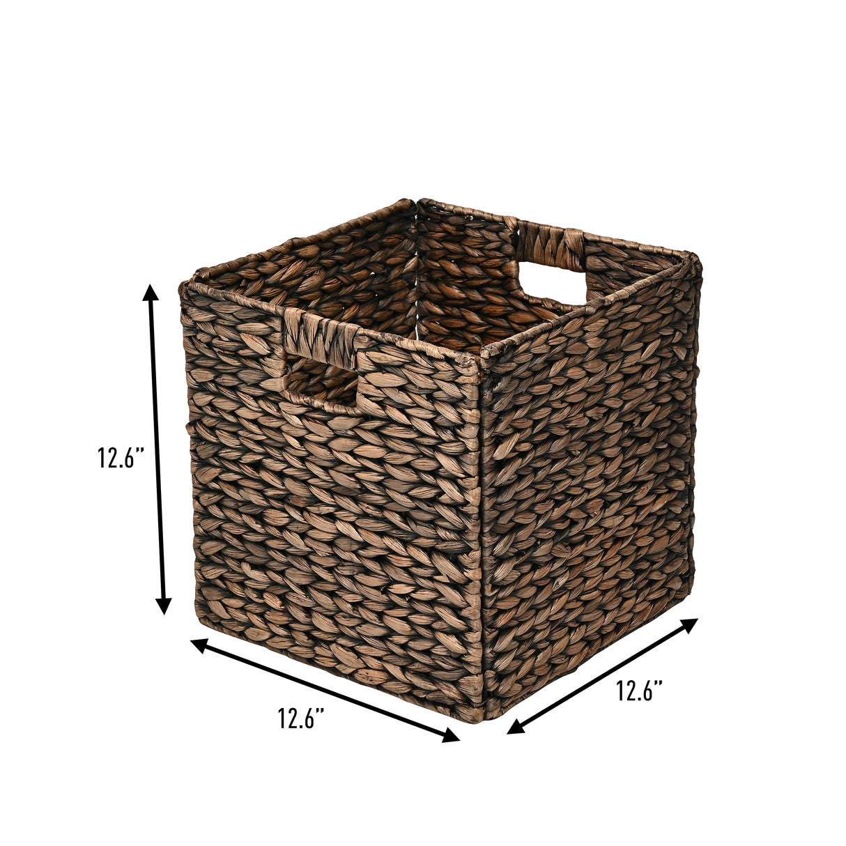 Bryce Classic Farmhouse Handwoven Hyacinth Collapsible Storage Cube Baskets with Handles (Set of 5)