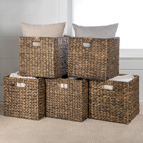 Bryce-Classic-Farmhouse-Handwoven-Hyacinth-Collapsible-Storage-Cube-Baskets-with-Handles-(Set-of-5)-Decorative-Baskets-&-Storage