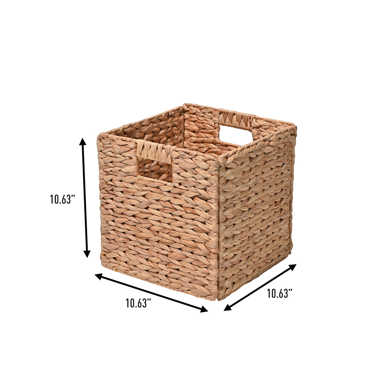 Bryce Classic Farmhouse Handwoven Hyacinth Collapsible Storage Cube Baskets with Handles (Set of 5)