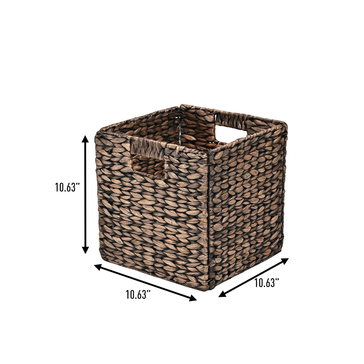 Bryce Classic Farmhouse Handwoven Hyacinth Collapsible Storage Cube Baskets with Handles (Set of 5)
