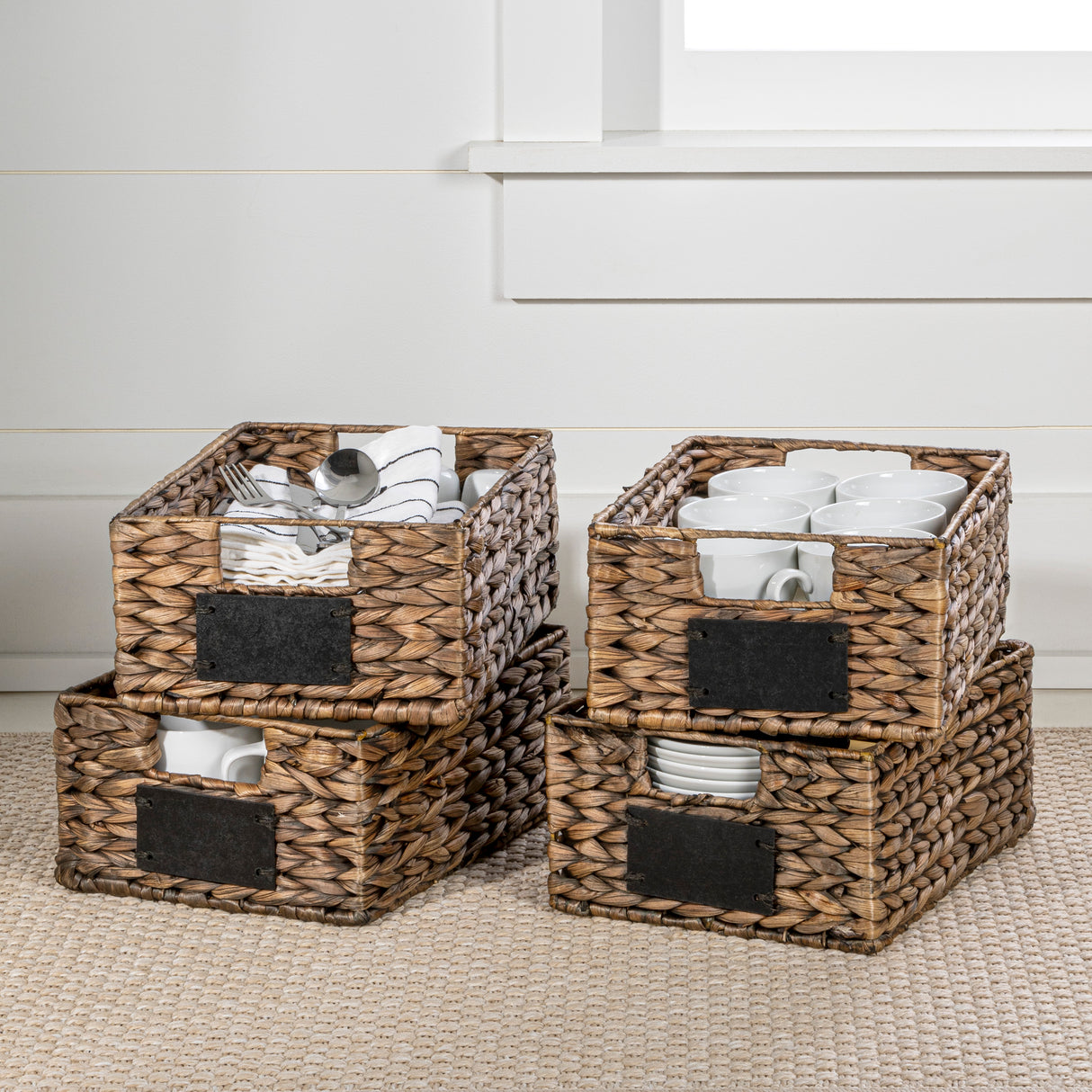 Lane-Classic-Farmhouse-Handwoven-Hyacinth-Pantry-Baskets-with-Chalkboard-Labels-and-Handles-(Set-of-4)-Decorative-Baskets-&-Storage