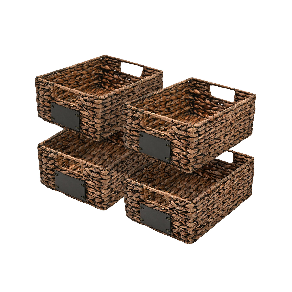 Lane Classic Farmhouse Handwoven Hyacinth Pantry Baskets with Chalkboard Labels and Handles (Set of 4)