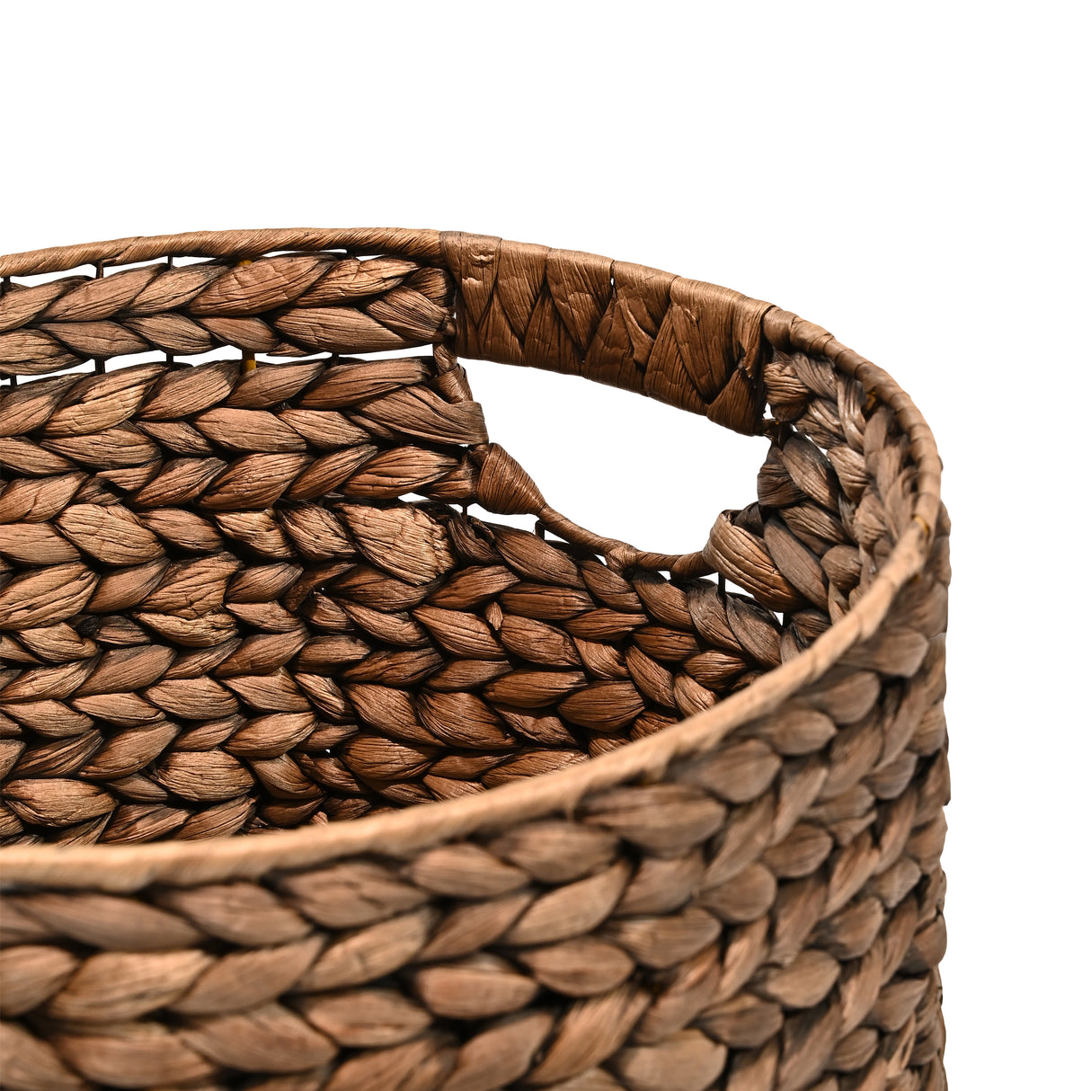 Avery Bohemian Cottage Handwoven Hyacinth Cylinder Nesting Baskets with Handles (Set of 3)
