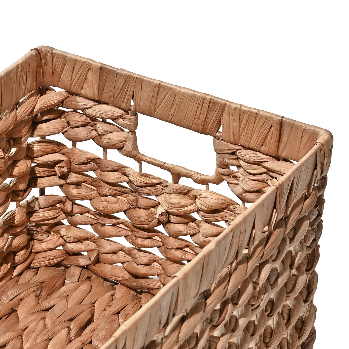 Hayden Bohemian Cottage Handwoven Hyacinth Rectangular Nesting Baskets with Handles (Set of 3)