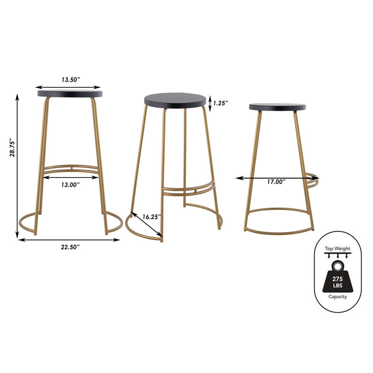 Hula Modern Designer Iron Curved Backless Bar Stool