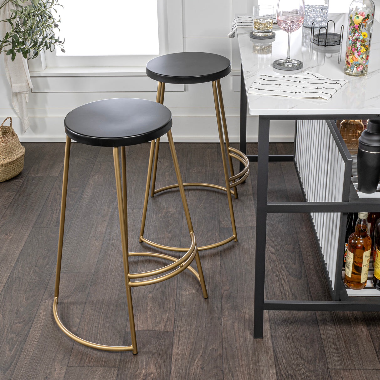Hula Modern Designer Iron Curved Backless Bar Stool
