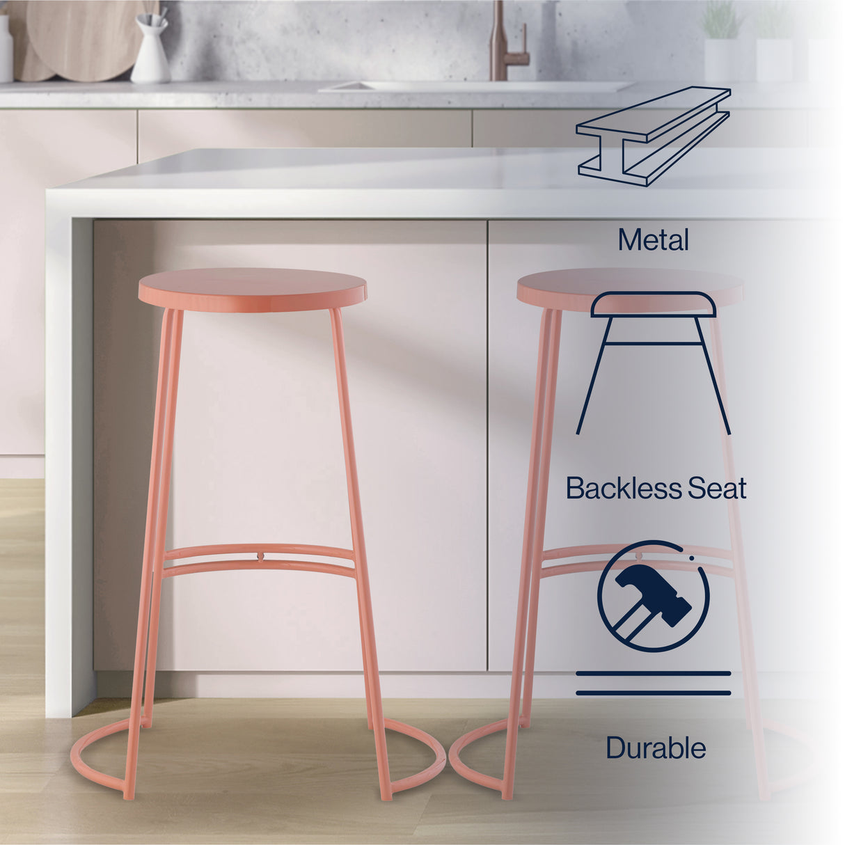 Hula Modern Designer Iron Curved Backless Bar Stool